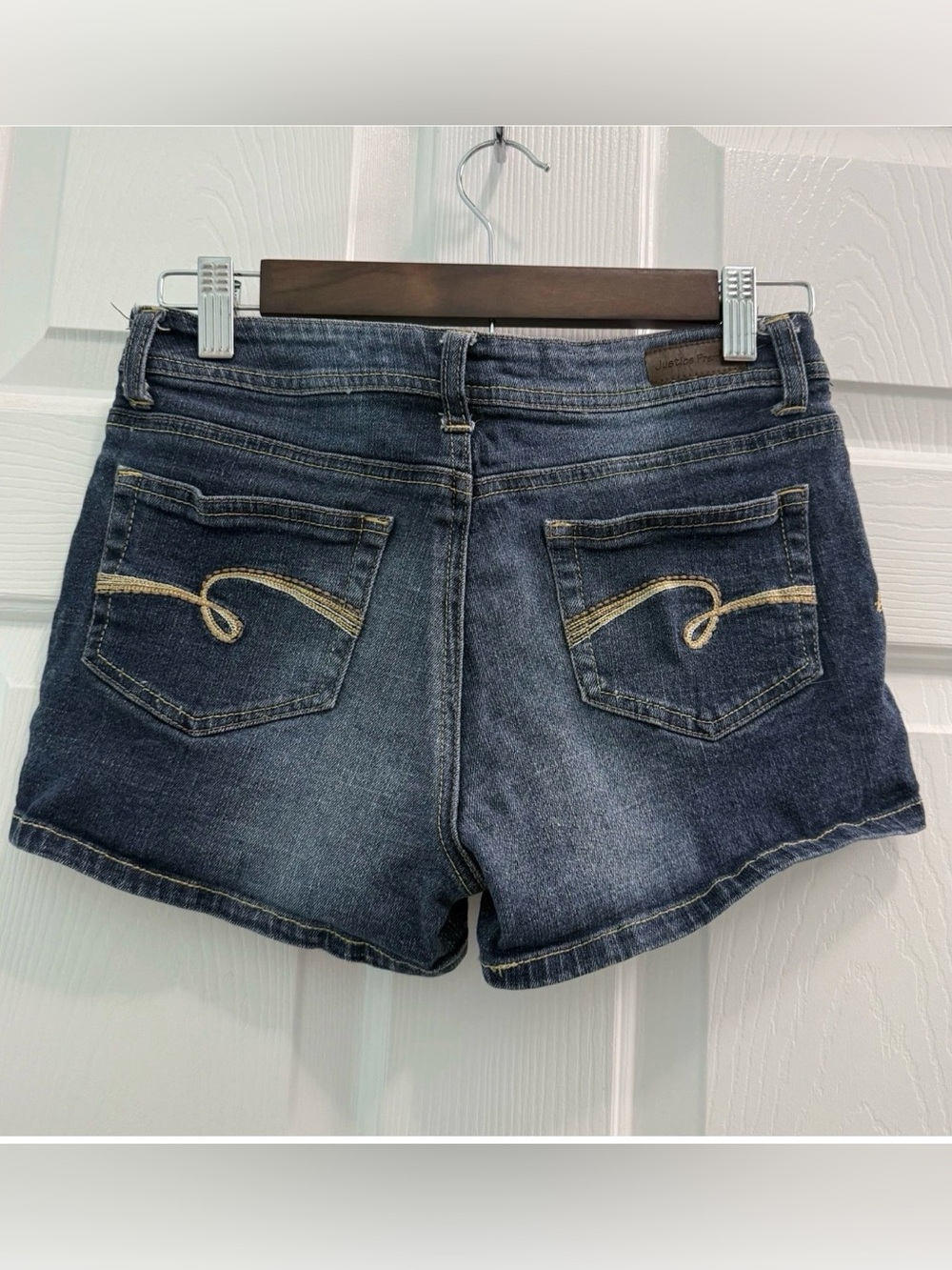 Justice Girls Size 16 Regular Simply Low Flat Front Denim Blue Jean Shorts